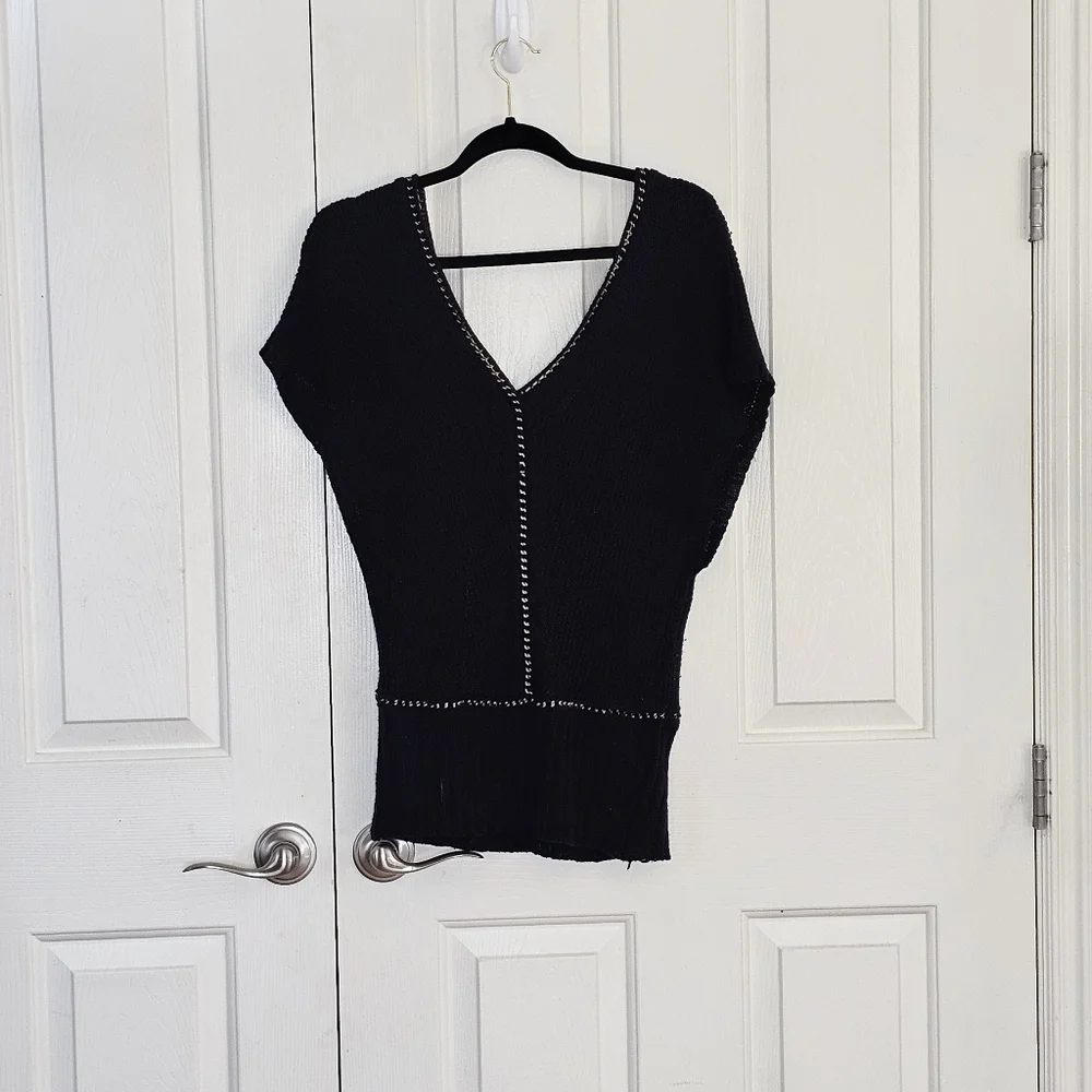 Love Stitch Net Weave Crotchet Sweater Black Size S - Picture 9 of 13